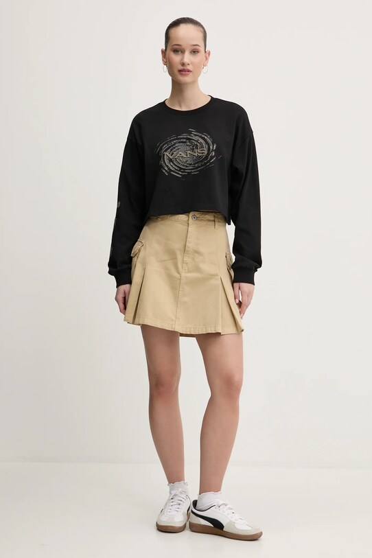 Vans longsleeve din bumbac VN000MDBBLK1 negru SS25