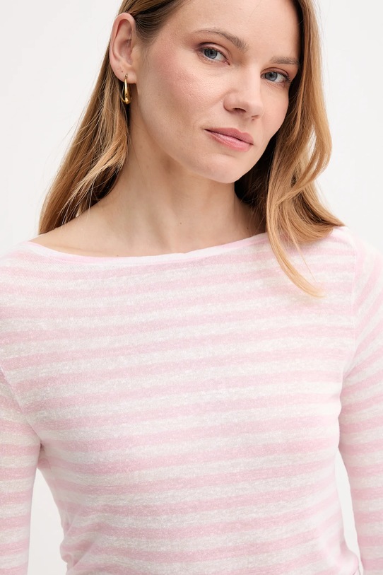 Лонгслив с примесью льна United Colors of Benetton розовый 38O0D109X