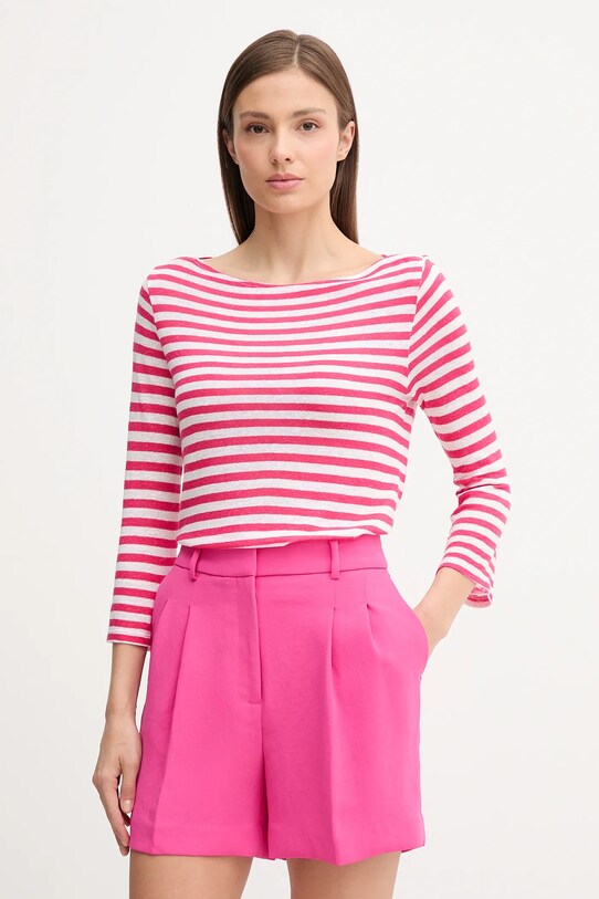 Лонгслів з домішкою шовку United Colors of Benetton regular рожевий 38O0D109X