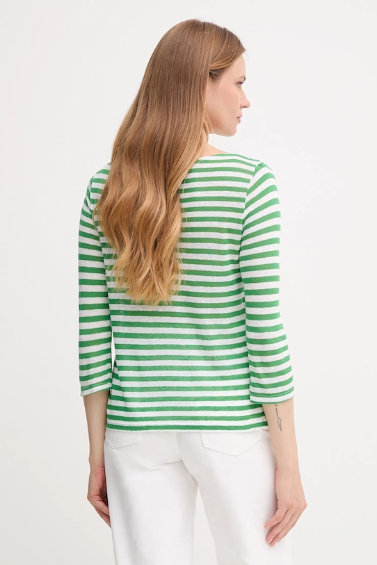 Tričko s dlhým rukávom s prímesou ľanu United Colors of Benetton 38O0D109X zelená SS25