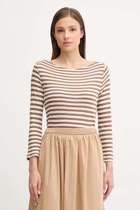 Лонгслів з домішкою шовку United Colors of Benetton regular коричневий 38O0D109X