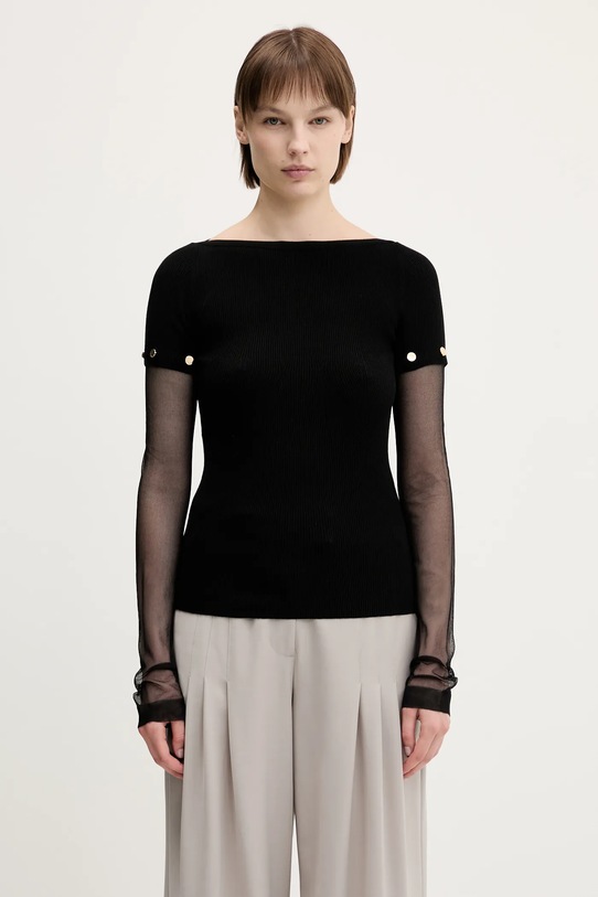 Пуловер Sportmax Alcide изчистен черен 2512361111600