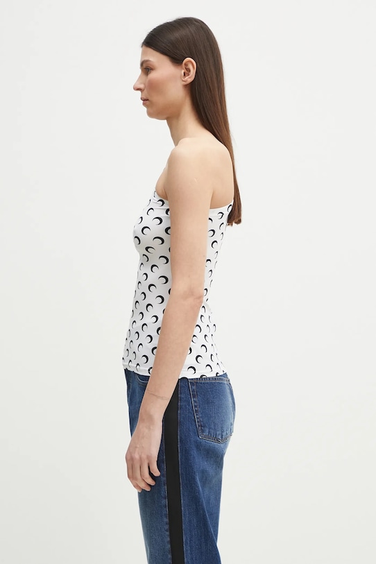 Marine Serre bluza Recycled Moon Jersey SS Asymmetric WTS014A.CJER0001 alb SS25