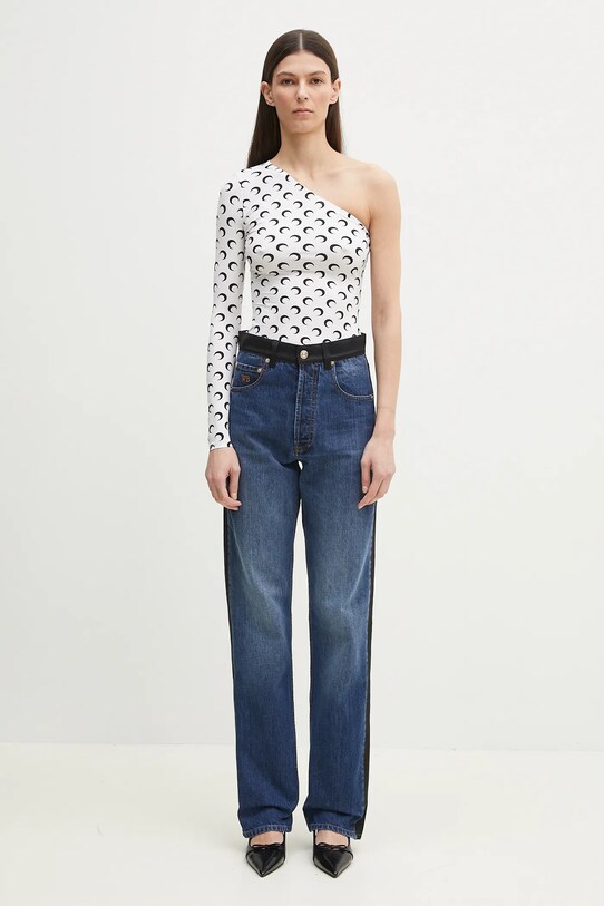Marine Serre bluza Recycled Moon Jersey SS Asymmetric WTS014A.CJER0001 alb