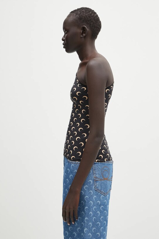 Блуза Marine Serre Recycled Moon Jersey SS Asymmetric WTS014A.CJER0001 черен SS25