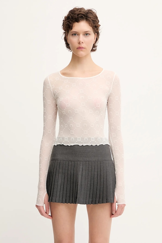 Marine Serre longsleeve Recycled Mesh Flock SS Cropped okrągły biały WTS012A.CJER0005