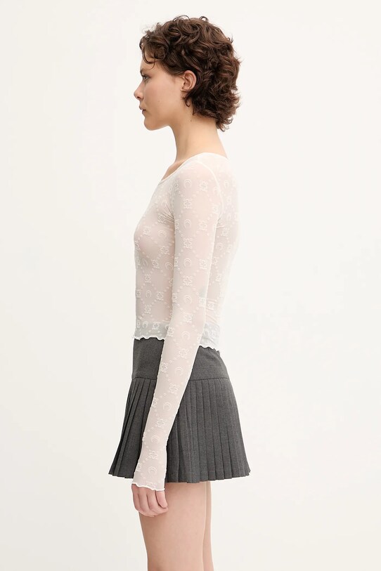 Marine Serre longsleeve Recycled Mesh Flock SS Cropped WTS012A.CJER0005 biały SS25