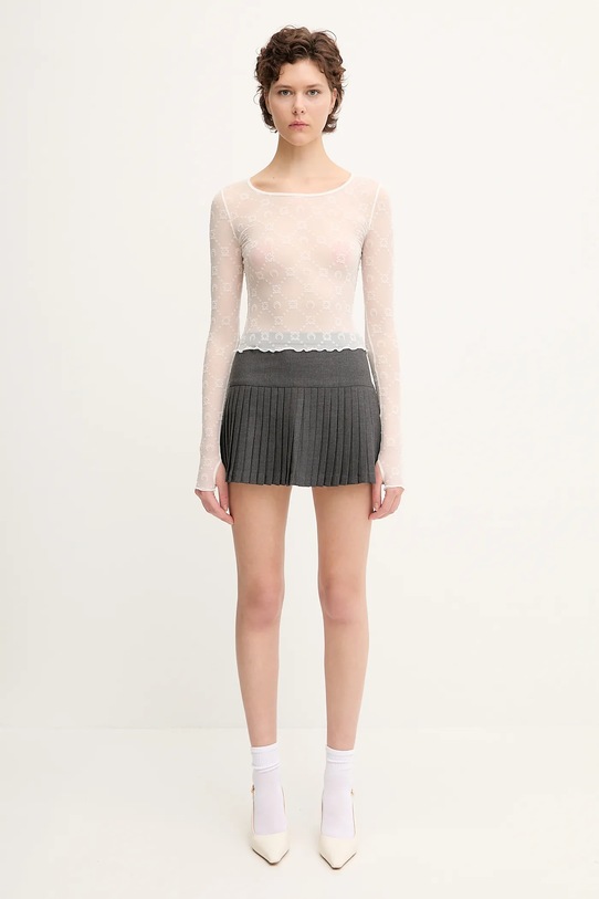 Marine Serre longsleeve Recycled Mesh Flock SS Cropped biały WTS012A.CJER0005