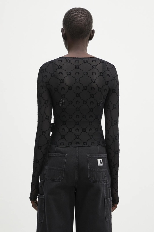 Clothing Marine Serre longsleeve shirt Recycled Mesh Flock SS Cropped WTS012A.CJER0005 black