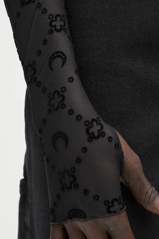 Marine Serre longsleeve shirt Recycled Mesh Flock SS Cropped black WTS012A.CJER0005