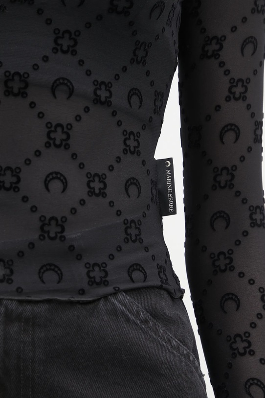Marine Serre longsleeve shirt Recycled Mesh Flock SS Cropped WTS012A.CJER0005 black