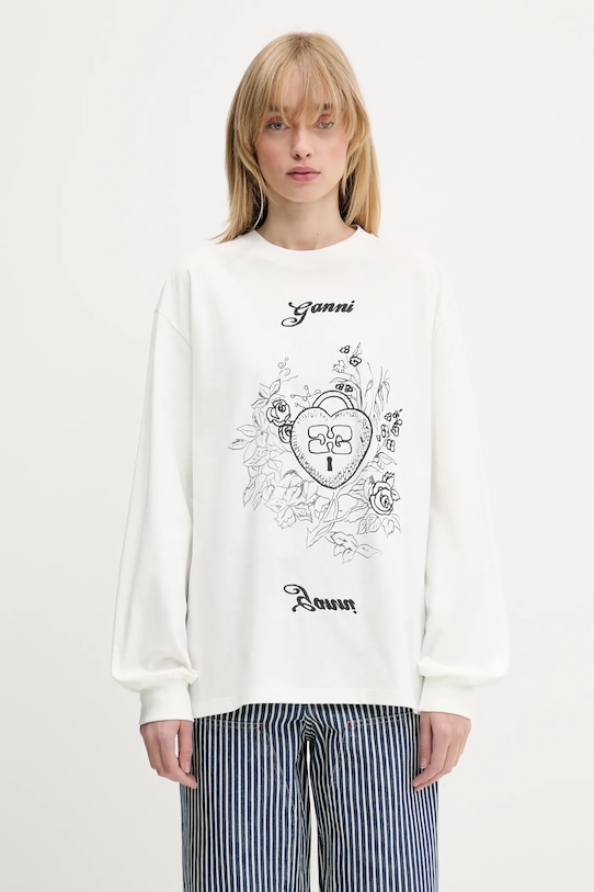GANNI longsleeve bawełniany Re-cut Heavy Jersey Charm