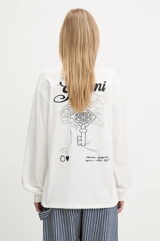 Îmbrăcăminte GANNI longsleeve din bumbac Re-cut Heavy Jersey Charm T4139 alb