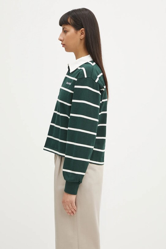 Pamučna dukserica Sporty & Rich Serif Logo Cropped Rugby Polo ST008606300GR51 zelena SS25