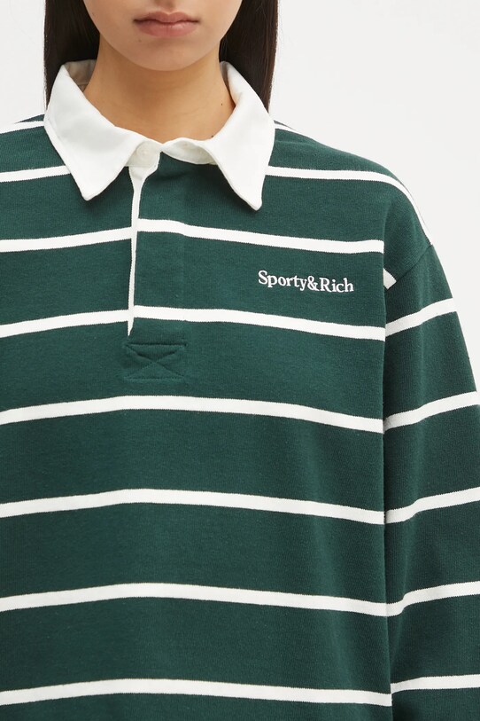 Pamučna dukserica Sporty & Rich Serif Logo Cropped Rugby Polo zelena ST008606300GR51