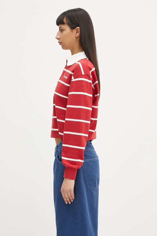 Sporty & Rich cotton sweatshirt Serif Logo Cropped Rugby Polo ST008606300RE33 red SS25