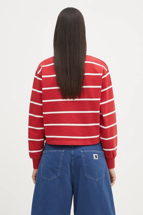 Clothing Sporty & Rich cotton sweatshirt Serif Logo Cropped Rugby Polo ST008606300RE33 red