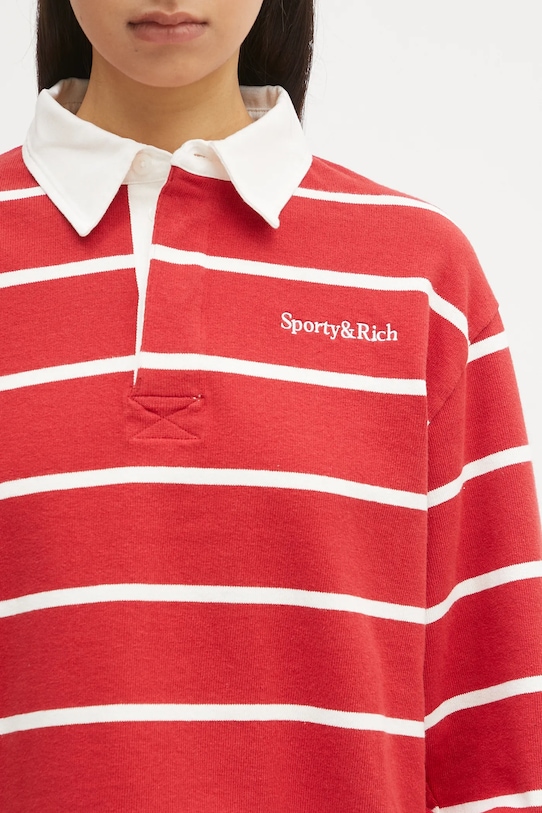 Sporty & Rich cotton sweatshirt Serif Logo Cropped Rugby Polo red ST008606300RE33