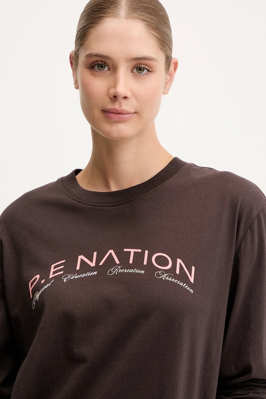Хлопковый лонгслив P.E Nation Volume коричневый 252L178