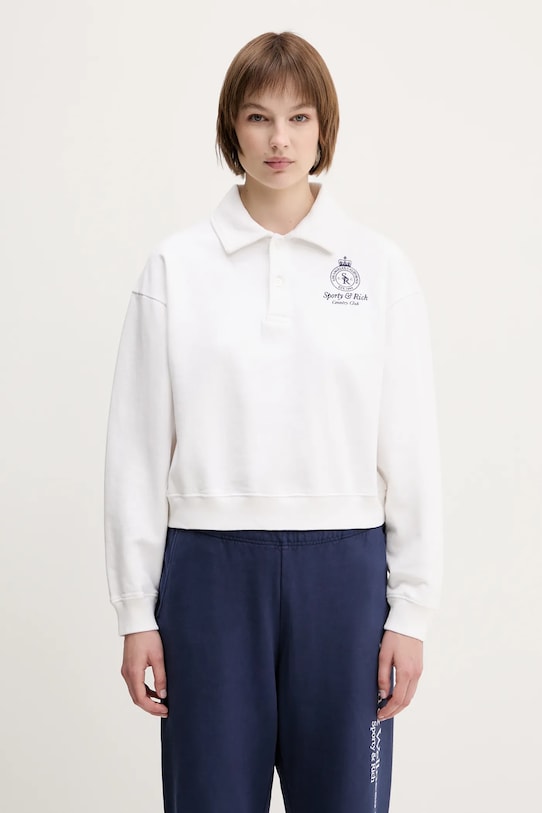 Футболка Sporty & Rich Crown Country Embroidered Cropped Polo хлопок белый ST072612202WH01
