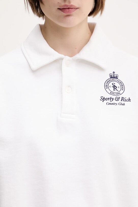 Tričko Sporty & Rich Crown Country Embroidered Cropped Polo biela ST072612202WH01