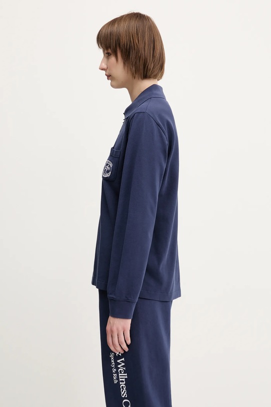 Sporty & Rich top a maniche lunghe in cotone Riding Club Longsleeve Pique Polo TO086612244BL106 blu navy SS25