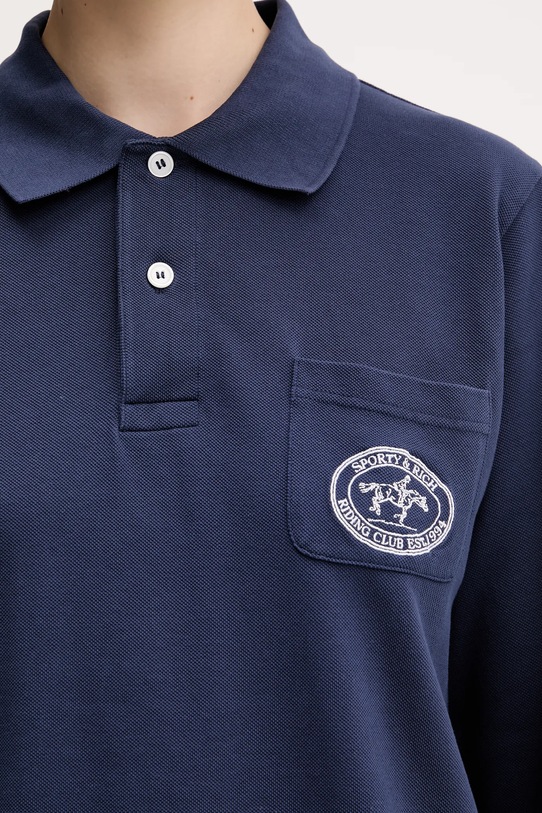 Sporty & Rich top a maniche lunghe in cotone Riding Club Longsleeve Pique Polo blu navy TO086612244BL106