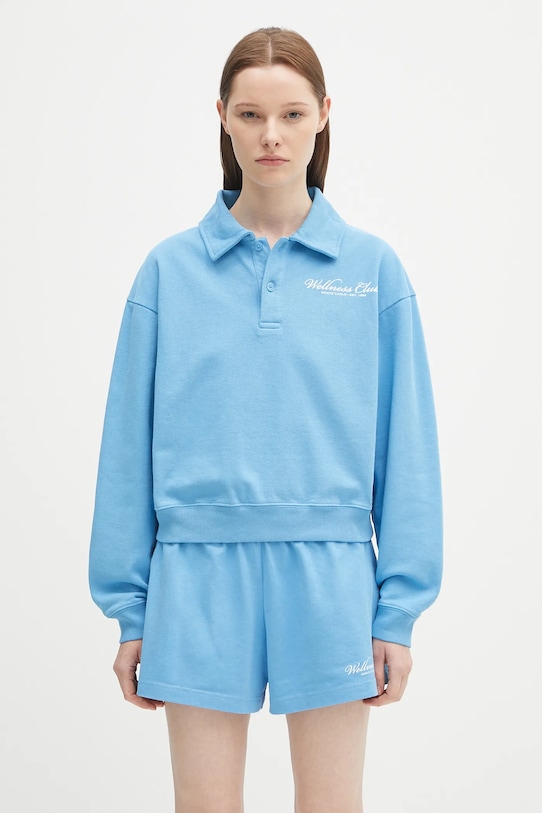 Sporty & Rich cotton sweatshirt Wellness Club Mc Polo cotton blue ST072620081BL24