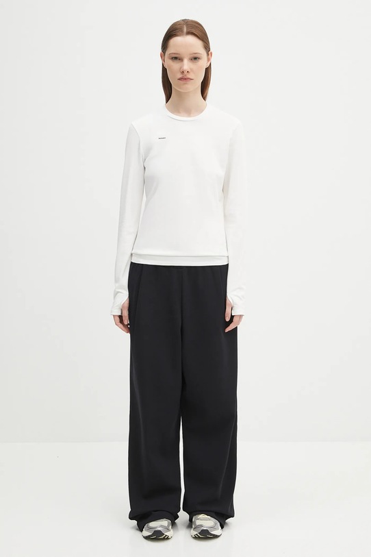 Tričko s dlhým rukávom Pangaia Cotton-Stretch Long-Sleeved Top 10002429 biela