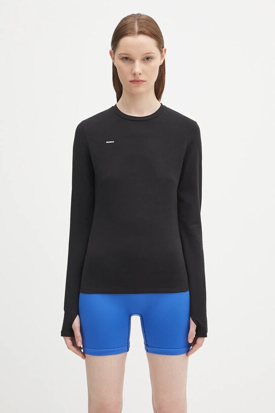 Majica dugih rukava Pangaia Cotton-Stretch Long-Sleeved Top regular crna 10002429
