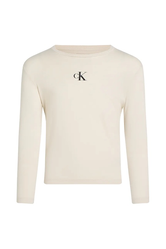 Дитячий бавовняний лонгслів Calvin Klein Jeans IG0IG02135.PPYA бежевий SS25