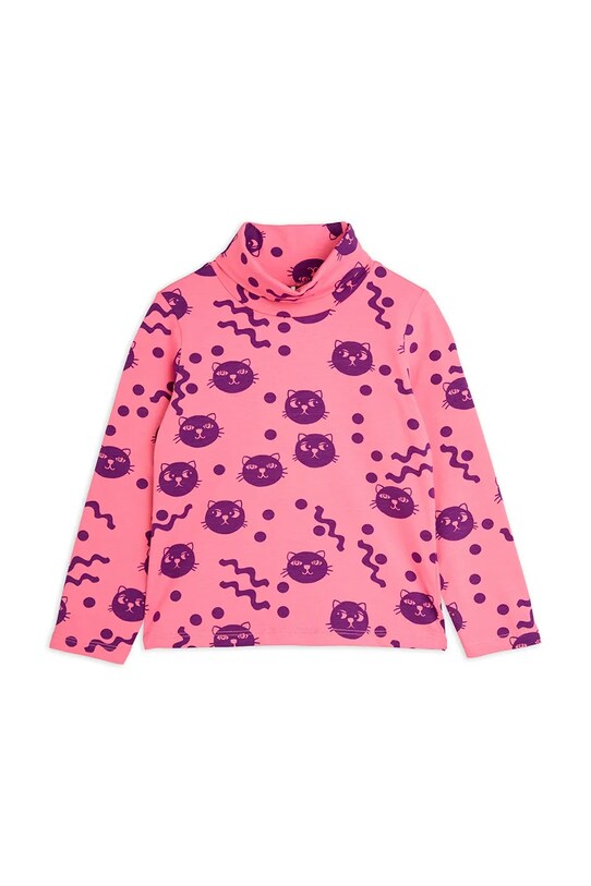 Хлопковый детский лонгслив Mini Rodini Squiggly cats 2512012028 розовый SS25