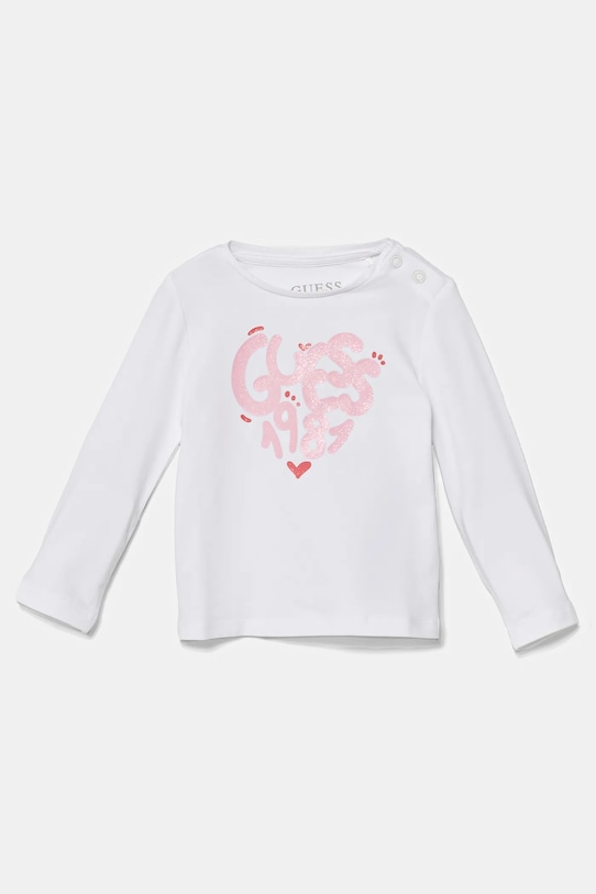 Pamučna majica dugih rukava za bebe Guess print bijela A5RI01.K6YW4.PPYA