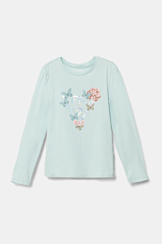 Guess longsleeve dziecięcy z elastanem turkusowy K5RI08.K6YW4.PPYA