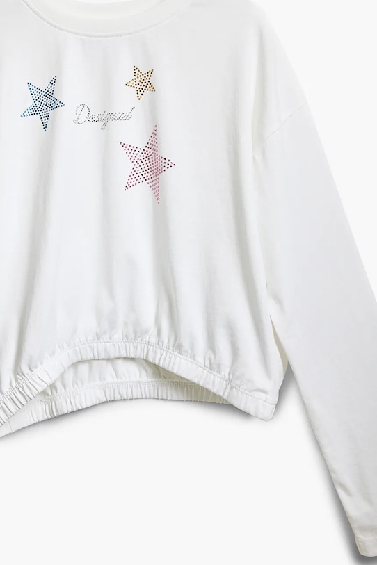 Otroška bombažna majica z dolgimi rokavi Desigual bela 25SGTK13