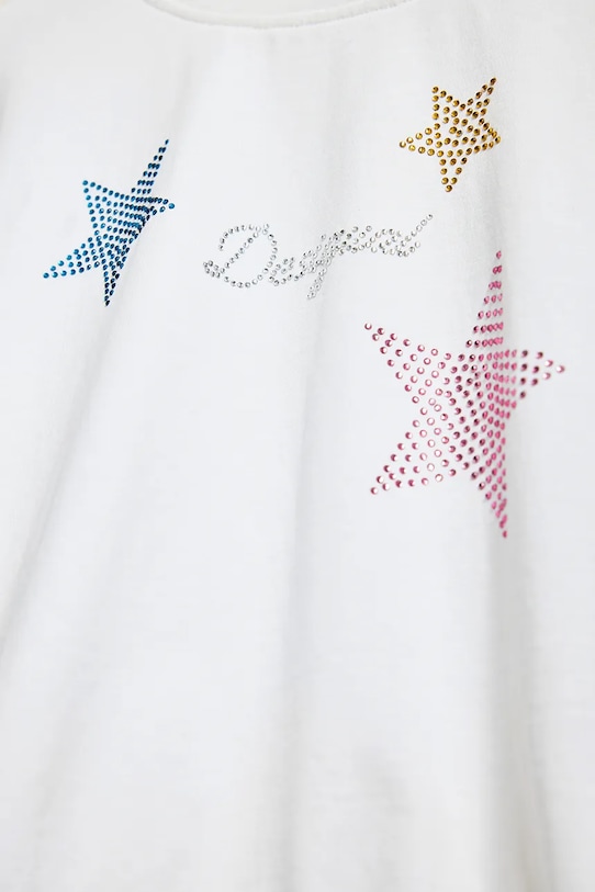 Otroška bombažna majica z dolgimi rokavi Desigual 25SGTK13 bela