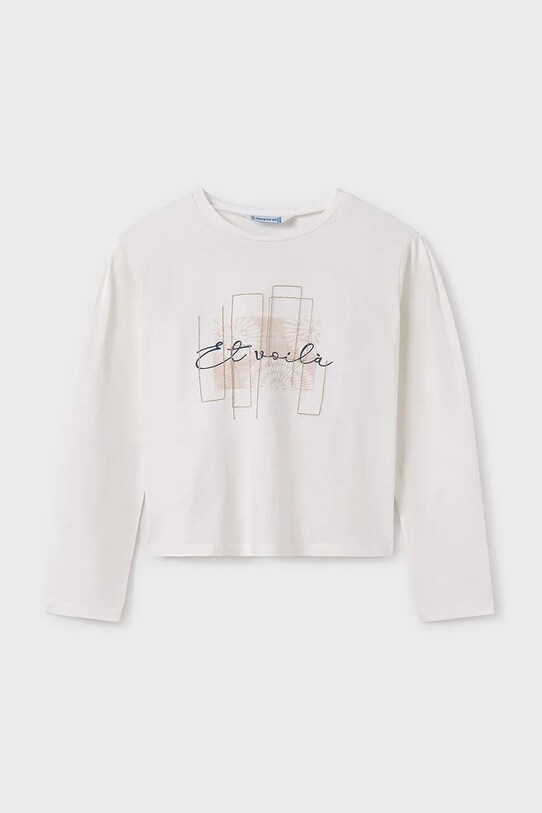 Mayoral longsleeve bawełniany dziecięcy 6031.8A.Junior.PPYA beżowy SS25