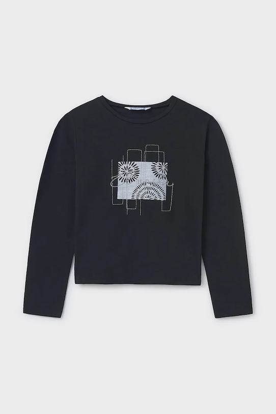 Mayoral longsleeve din bumbac pentru copii imprimeu negru 6031.8A.Junior.PPYA
