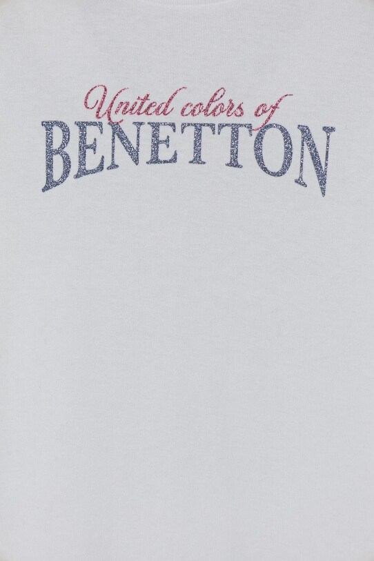 Fete United Colors of Benetton longsleeve din bumbac pentru copii 3I9WC10MY.G.Seasonal alb