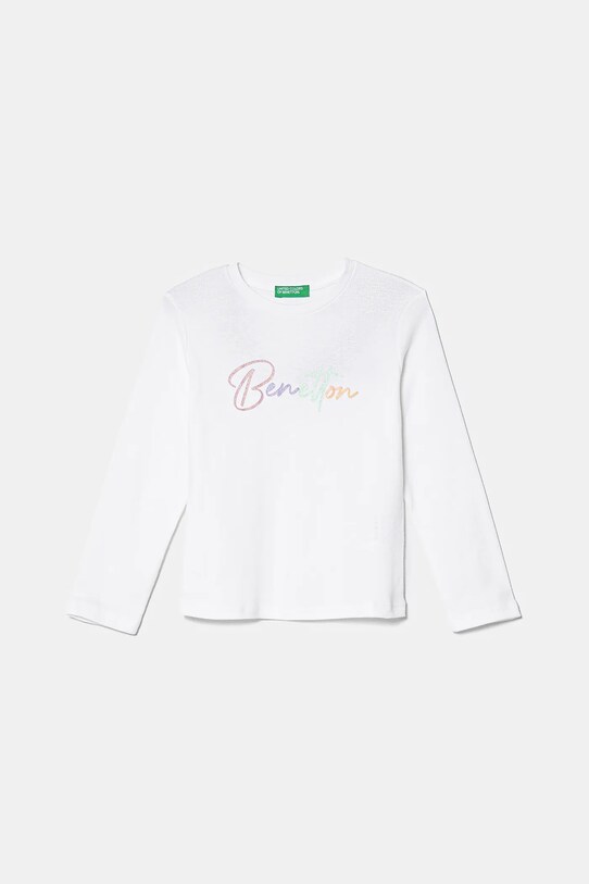 United Colors of Benetton longsleeve din bumbac pentru copii print alb 3I9WG10HV.P.Seasonal