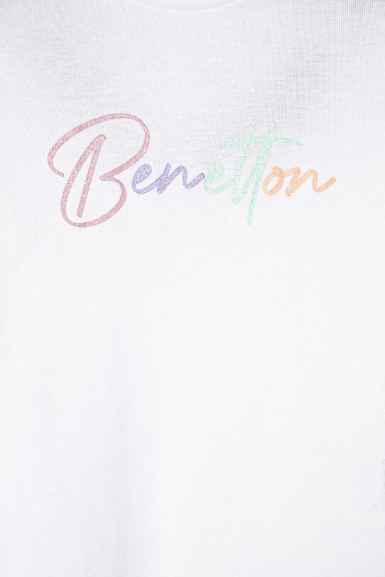 Fete United Colors of Benetton longsleeve din bumbac pentru copii 3I9WG10HV.P.Seasonal alb