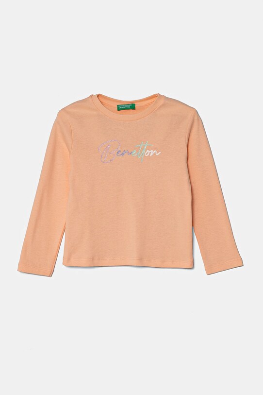 Дитячий бавовняний лонгслів United Colors of Benetton бавовна помаранчевий 3I9WG10HV.P.Seasonal