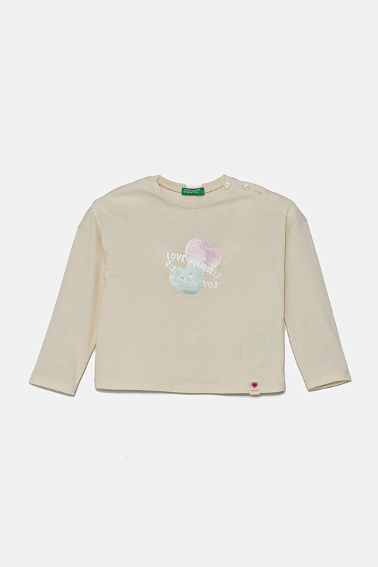 United Colors of Benetton longsleeve din bumbac pentru copii print bej 3I1XG10IL.P.Seasonal