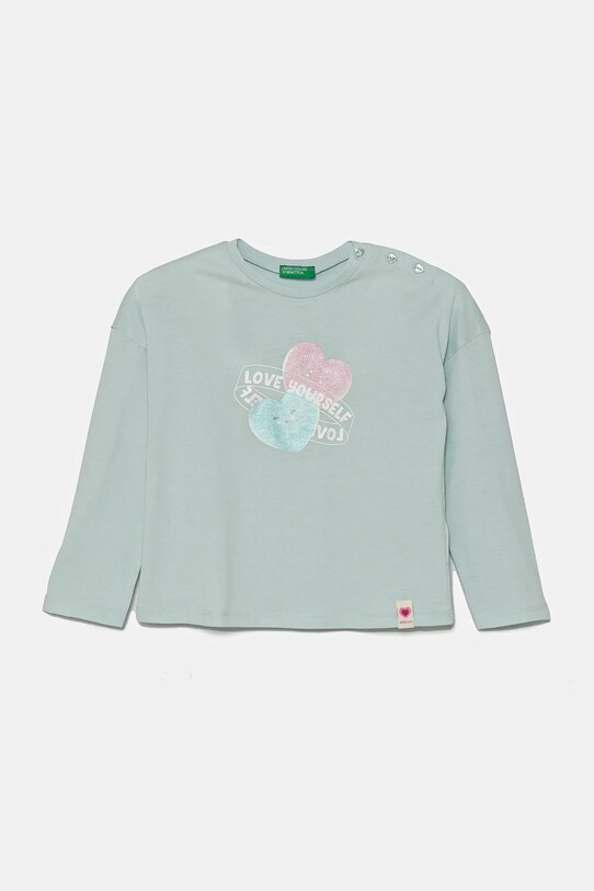 Дитячий бавовняний лонгслів United Colors of Benetton бавовна бірюзовий 3I1XG10IL.P.Seasonal