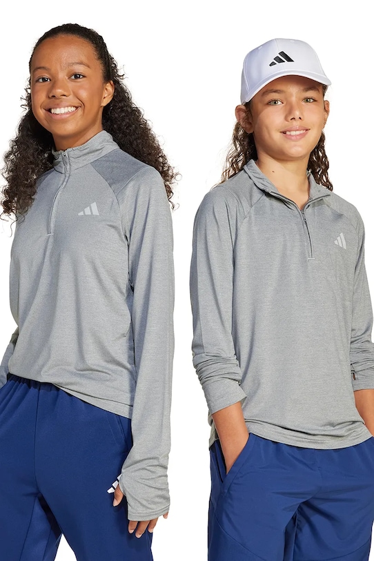 Dětské tričko s dlouhým rukávem adidas s elastanem šedá JJ5049