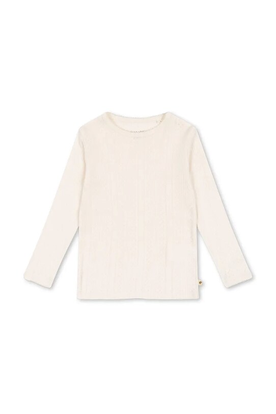 Дитячий бавовняний лонгслів Konges Sløjd MINNA BLOUSE GOTS бавовна бежевий KS102814