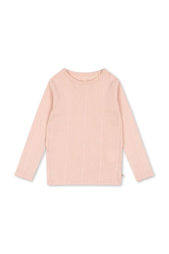 Dětské bavlněné tričko s dlouhým rukávem Konges Sløjd MINNA BLOUSE GOTS kulatý růžová KS102814