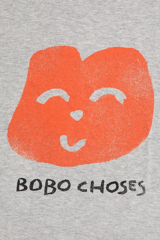 Chłopiec Bobo Choses longsleeve bawełniany dziecięcy Joyful Face 125AC136 szary