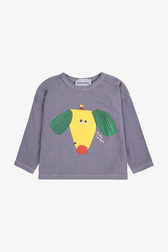 Dětské bavlněné tričko s dlouhým rukávem Bobo Choses Happy Dog 125AB017 modrá SS25