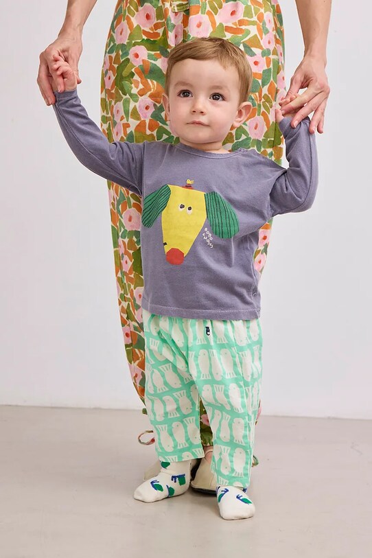Dětské bavlněné tričko s dlouhým rukávem Bobo Choses Happy Dog modrá 125AB017